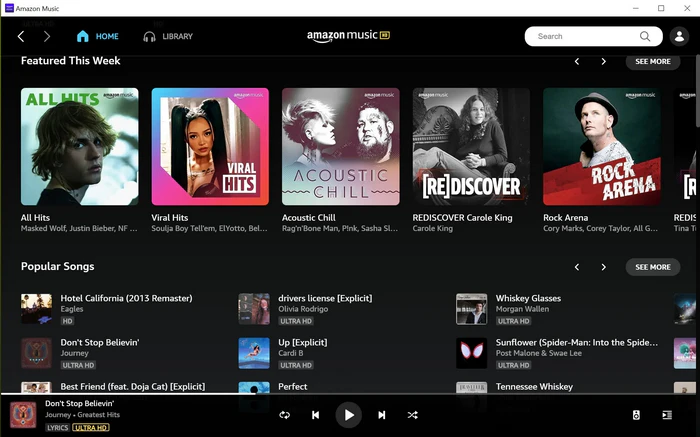 Amazon Music interface - Spotify alternative for Prime and Alexa users