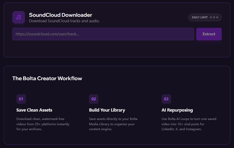 Convert SoundCloud to MP4 with Bolta.AI