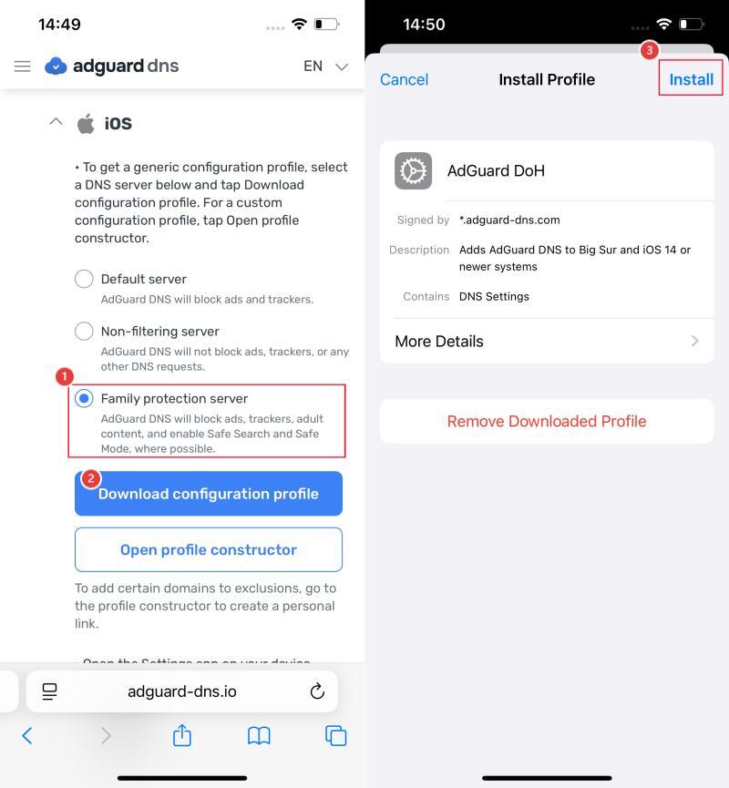 Download AdGuard DNS configuration profile for iOS