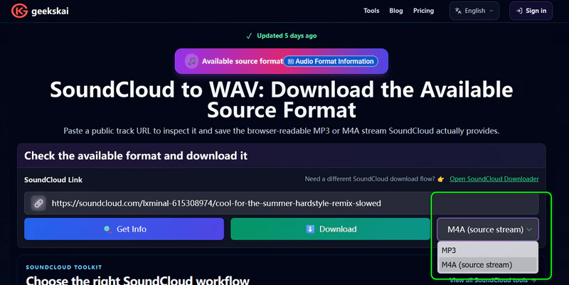 Geekskai SoundCloud to WAV converter