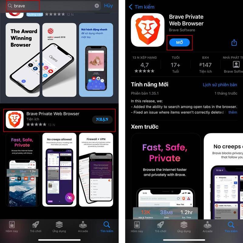 Download Brave Browser from the App Store