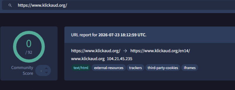 Klickaud virus test