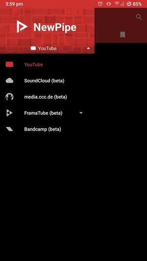 Select SoundCloud in NewPipe