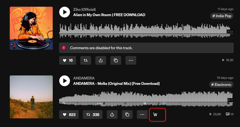 Step 1: Check if the SoundCloud song offers Free Download