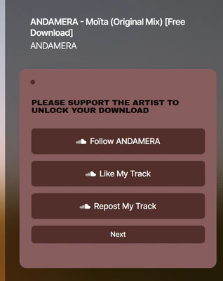 Step 2: Complete artist requirements such as Follow, Like, and Repost