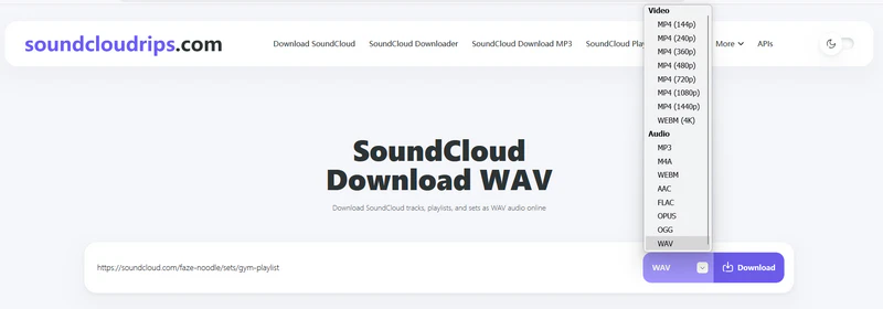 SoundCloudRips online SoundCloud to WAV converter