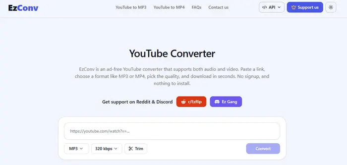 EzConv (formerly EzMP3) — Best Free YouTube Audio Ripper Online