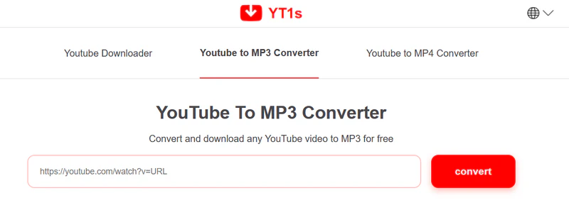YT1S YouTube to MP3 downloader