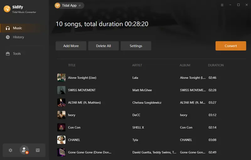 download and convert tidal songs