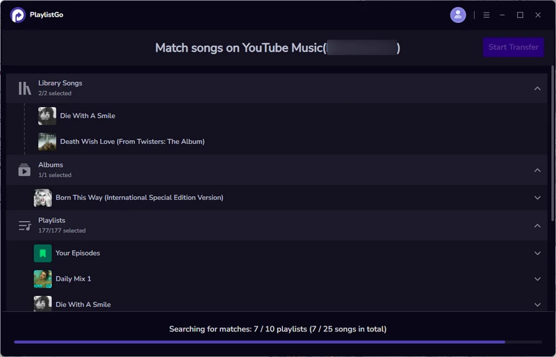 match playlist songs