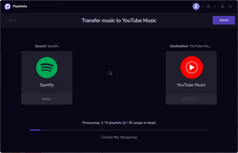 start playlist transfer task
