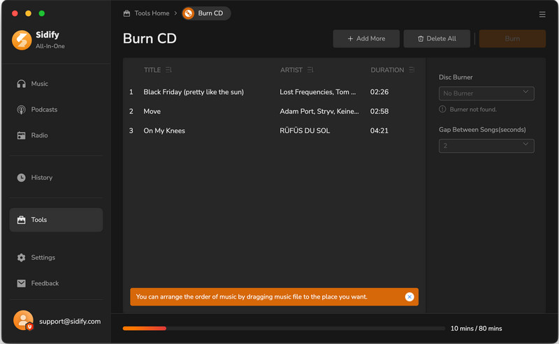 burn cd in Sidify