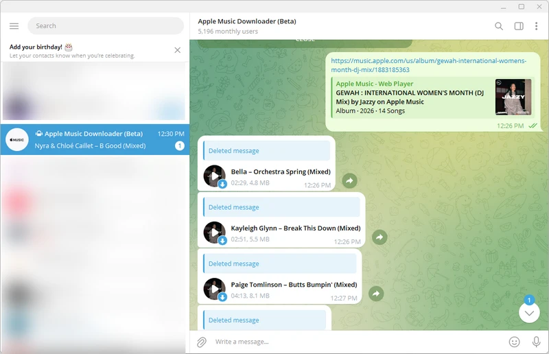 download apple music playlist via telegram bot