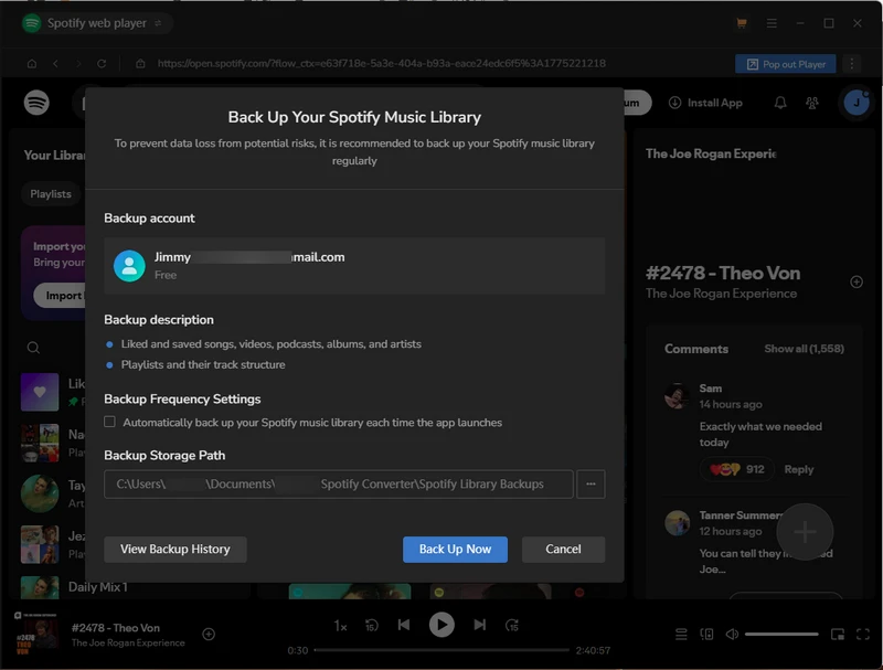 back up spotify music library to computer