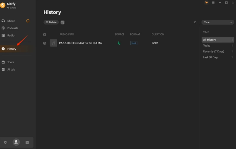 click history button