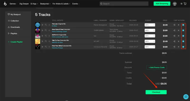 complete payment and download tracks