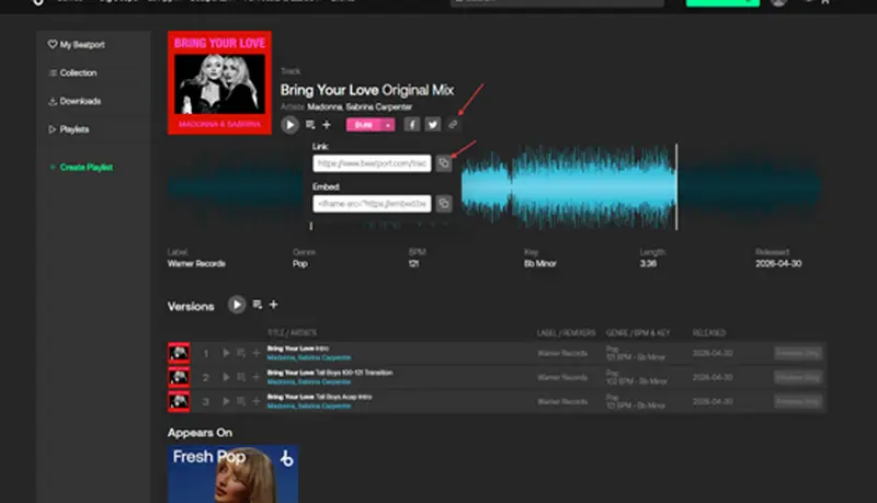 copy link from beatport music