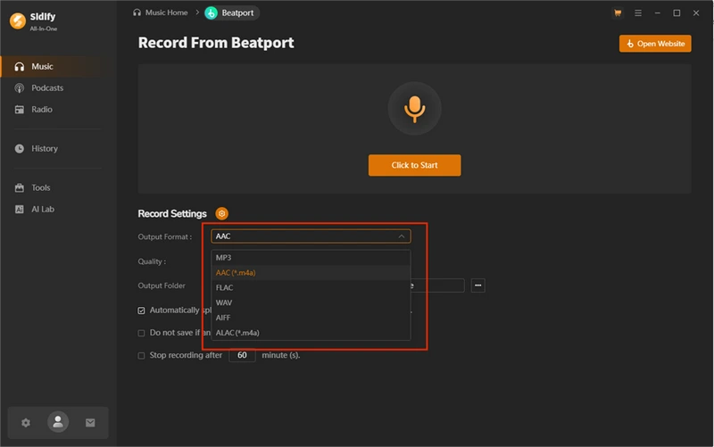 choose MP3 format