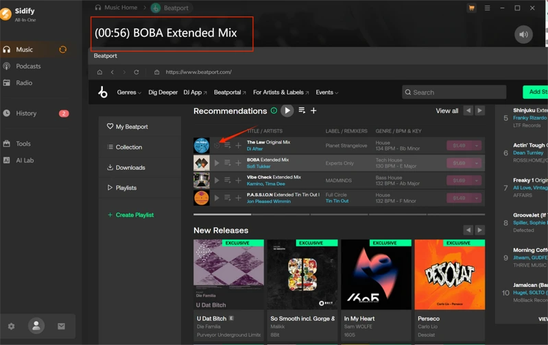 play song on beatport