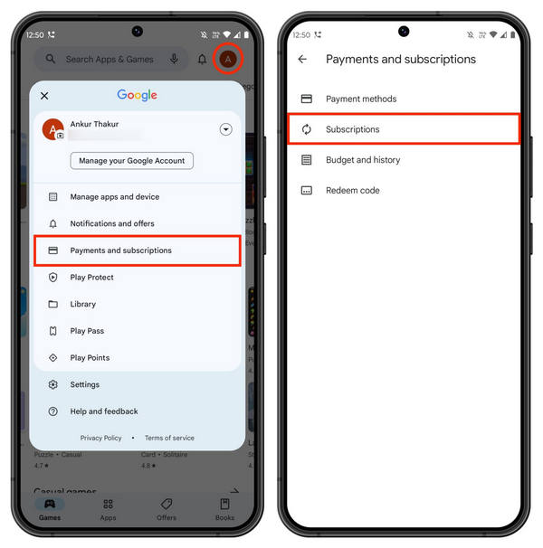 cancel on google play store