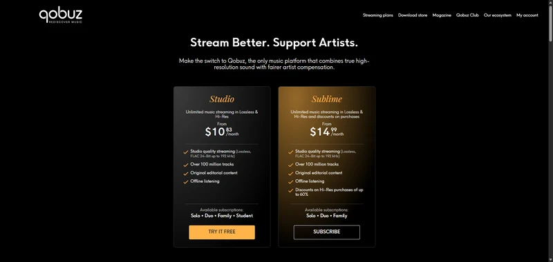 get qobuz music free trial for 1 month
