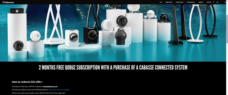 get 2 months qobuz free trial via Cabasse 