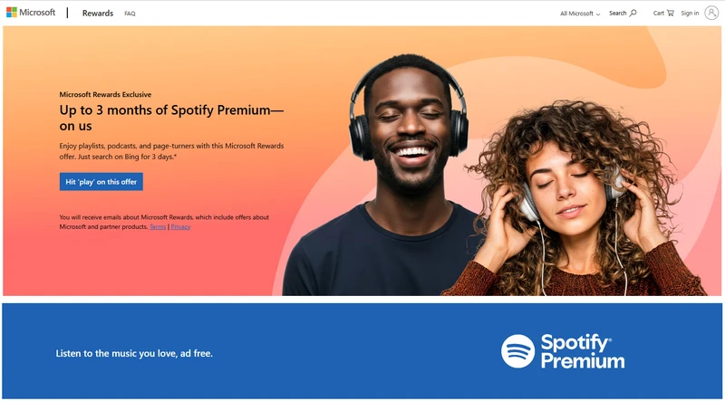 microsoft rewards spotify premium free