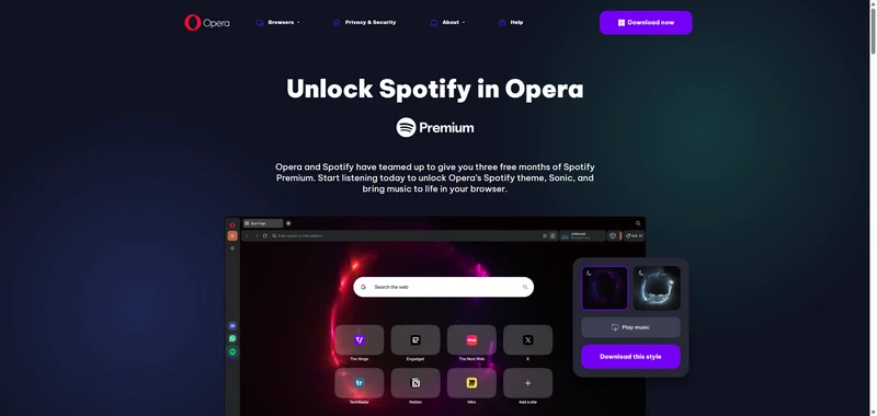 claim free spotify premium membership with opera browser 