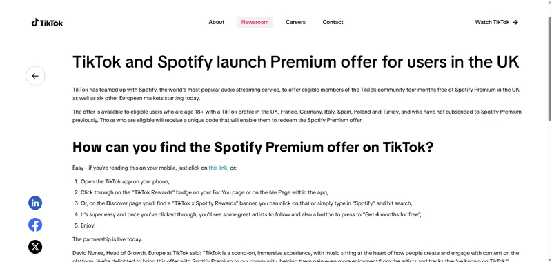 free spotify premium offer with tiktok