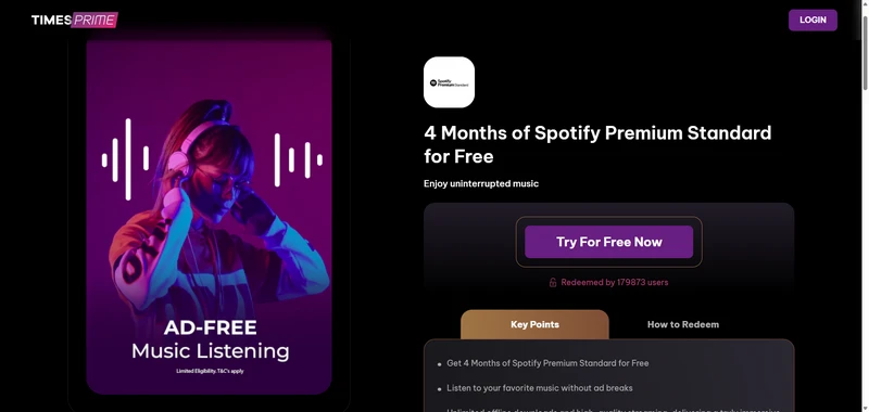 free spotify premium offer by times prime