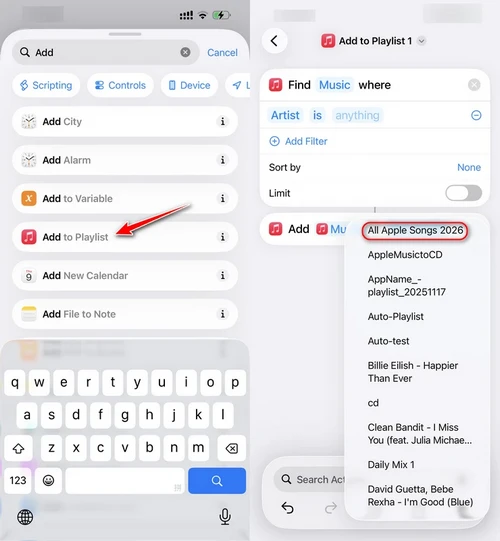 all all songs to apple playlist