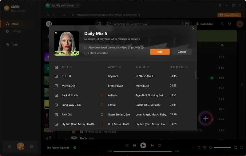 add spotify music video to download