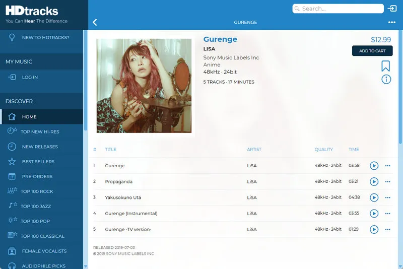 Anime OST Download: HDtracks