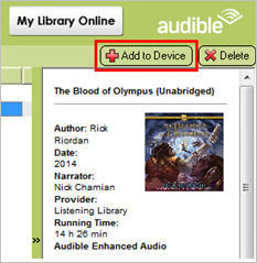 Add Audible audobooks to device