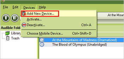 Add device to Audible Manager