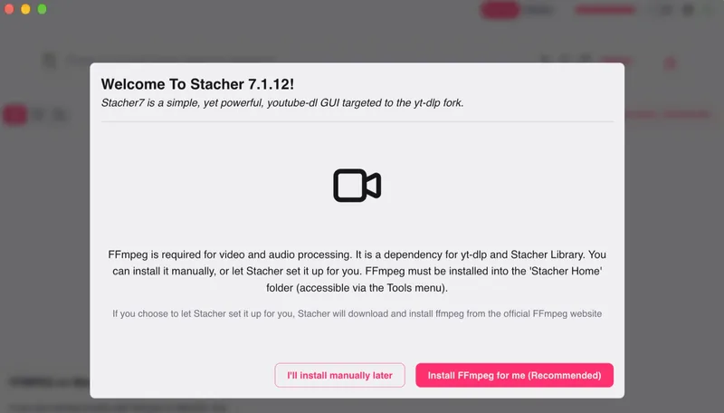 Stacher prompt to install the yt-dlp dependency on Mac