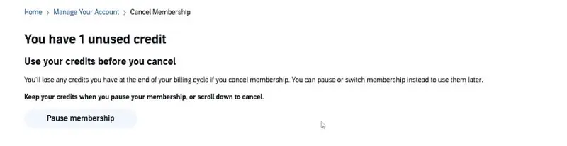cancel membership page
