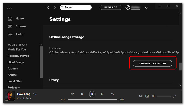 change Spotify Download location