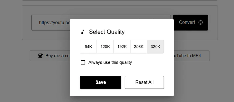 Choose the audio quality