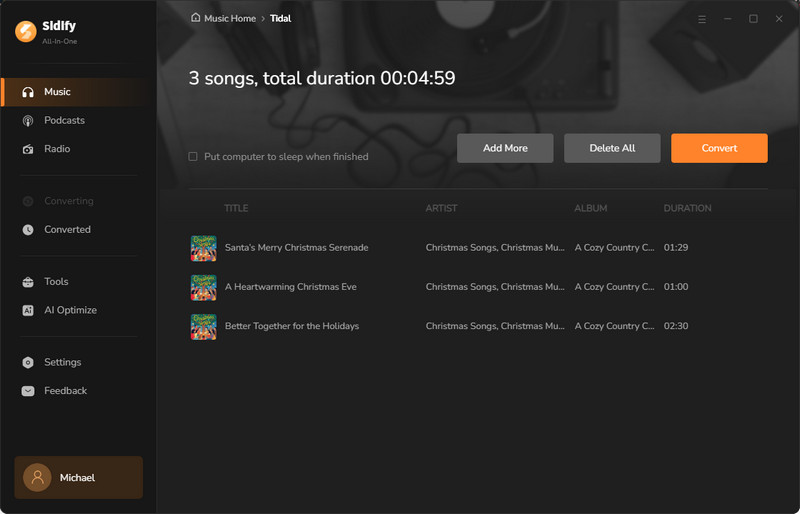 download christmas songs from tidal in mp3