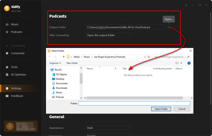 set up podcasts output formats