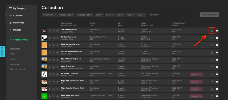 download the purchased beatport music