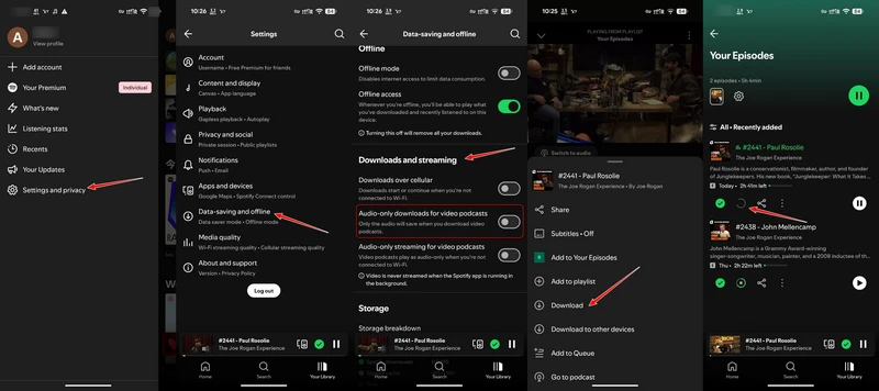 download spotify video podcasts offline