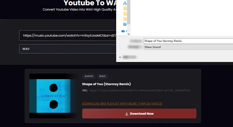Step 3: download the WAV format track