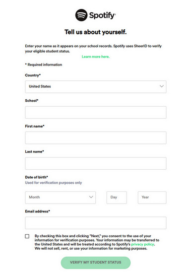 enter student information