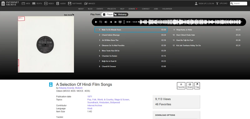 internet archive hindi classic music download