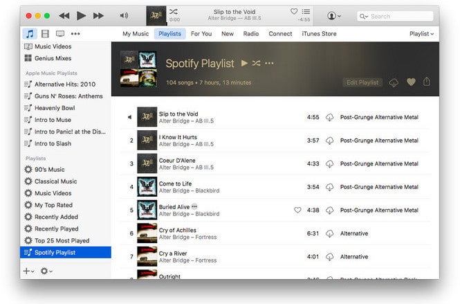 Spotify Playlist on iTunes