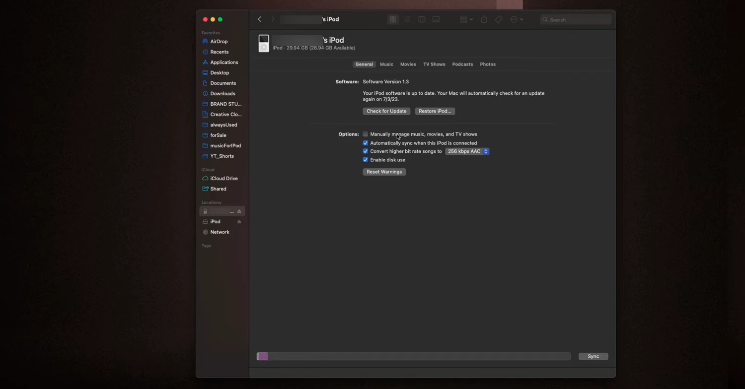 connect ipod to mac apple music app