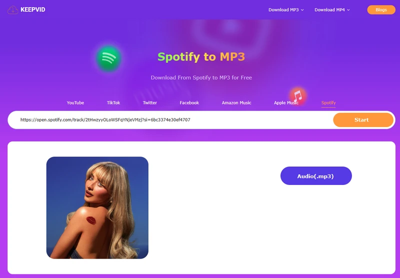 download spotify mp3 music via keepvid