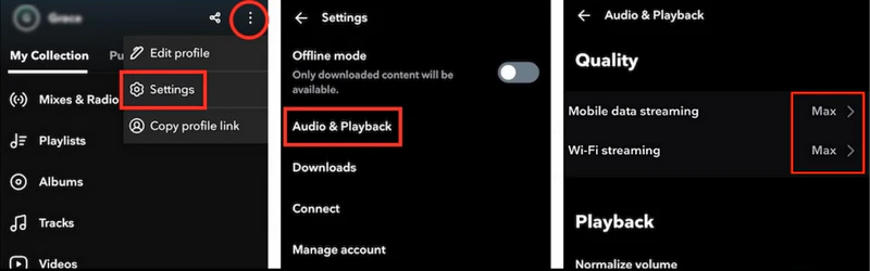 max quality for playback on tidal